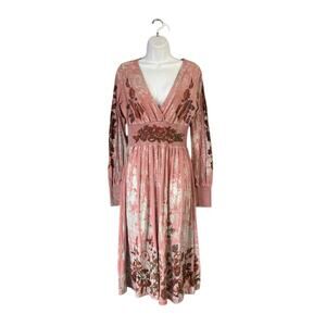 Y2K Butterfly Dropout Stretch Knit Burnout Fairy Midi Dress Sz L
